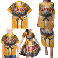 American Samoa Pago Pago Aeto Family Matching Puletasi and Hawaiian Shirt Bald Eagle with Polynesian Art Tattoos LT03 - Polynesian Pride