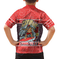 Custom New Zealand Christmas Family Matching Off Shoulder Long Sleeve Dress and Hawaiian Shirt Santa Catch The Wave Maori Pattern Retro Style LT03 - Polynesian Pride