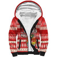 Custom Tonga Christmas Sherpa Hoodie The Santa Coat of Arms with Ngatu and Snow Pattern LT03 Unisex Red - Polynesian Pride