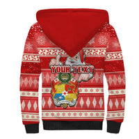 Custom Tonga Christmas Sherpa Hoodie The Santa Coat of Arms with Ngatu and Snow Pattern LT03 - Polynesian Pride