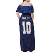 Custom Rugby Toa Samoa Off Shoulder Maxi Dress Champions Six Eight Five - Polynesian Pride