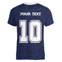 Custom Rugby Toa Samoa Women V-Neck T-Shirt Champions Six Eight Five - Polynesian Pride