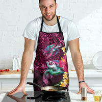 Hawaiian Plumeria and Hibiscus with Turtles Apron Polynesian Art Red Color - Polynesian Pride