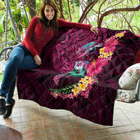 Hawaiian Plumeria and Hibiscus with Turtles Quilt Polynesian Art Red Color - Polynesian Pride