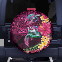 Hawaiian Plumeria and Hibiscus with Turtles Spare Tire Cover Polynesian Art Red Color - Polynesian Pride