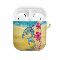 Hawaiian Tropical Plants Turtles AirPods Case Watercolor Style - Polynesian Pride