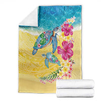 Hawaiian Tropical Plants Turtles Blanket Watercolor Style - Polynesian Pride