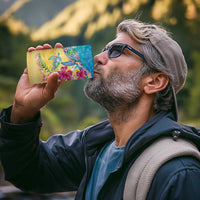 Hawaiian Tropical Plants Turtles 4 in 1 Can Cooler Tumbler Watercolor Style - Polynesian Pride