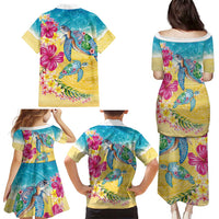 Hawaiian Tropical Plants Turtles Family Matching Puletasi and Hawaiian Shirt Watercolor Style LT03 - Polynesian Pride