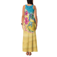 Hawaiian Tropical Plants Turtles Family Matching Tank Maxi Dress and Hawaiian Shirt Watercolor Style LT03 - Polynesian Pride