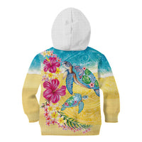 Hawaiian Tropical Plants Turtles Kid Hoodie Watercolor Style - Polynesian Pride