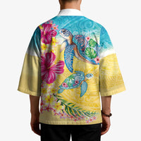 Hawaiian Tropical Plants Turtles Kimono Watercolor Style - Polynesian Pride