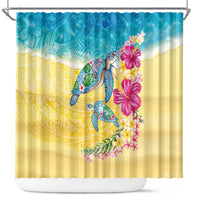 Hawaiian Tropical Plants Turtles Shower Curtain Watercolor Style - Polynesian Pride