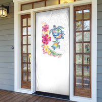 Hawaiian Abstract Art Turtles Door Cover with Plumeria and Hibiscus - Polynesian Pride
