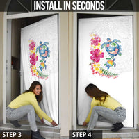 Hawaiian Abstract Art Turtles Door Cover with Plumeria and Hibiscus - Polynesian Pride