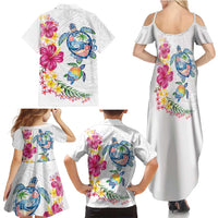 Hawaiian Abstract Art Turtles Family Matching Summer Maxi Dress and Hawaiian Shirt with Plumeria and Hibiscus LT03 - Polynesian Pride