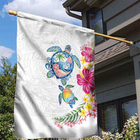 Hawaiian Abstract Art Turtles Garden Flag with Plumeria and Hibiscus - Polynesian Pride