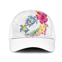Hawaiian Abstract Art Turtles Mesh Trucker Cap with Plumeria and Hibiscus - Polynesian Pride