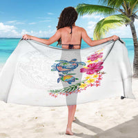 Hawaiian Abstract Art Turtles Sarong with Plumeria and Hibiscus - Polynesian Pride