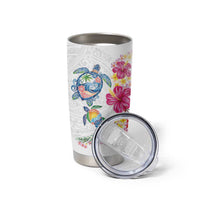 Hawaiian Abstract Art Turtles Tumbler Cup with Plumeria and Hibiscus - Polynesian Pride