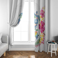 Hawaiian Abstract Art Turtles Window Curtain with Plumeria and Hibiscus - Polynesian Pride