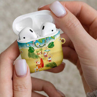 Hawaiian Mele Kalikimaka AirPods Case Tropical Plumeria and Lei Funny Santa Beach - Polynesian Pride