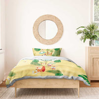 Hawaiian Mele Kalikimaka Bedding Set Tropical Plumeria and Lei Funny Santa Beach - Polynesian Pride