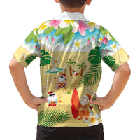 Hawaiian Mele Kalikimaka Family Matching Long Sleeve Bodycon Dress and Hawaiian Shirt Tropical Plumeria and Lei Funny Santa Beach LT03 - Polynesian Pride