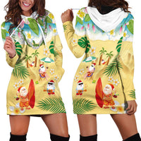Hawaiian Mele Kalikimaka Hoodie Dress Tropical Plumeria and Lei Funny Santa Beach - Polynesian Pride