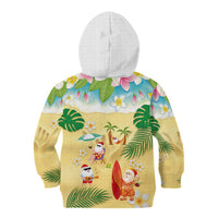 Hawaiian Mele Kalikimaka Kid Hoodie Tropical Plumeria and Lei Funny Santa Beach - Polynesian Pride