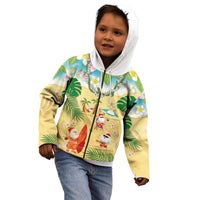 Hawaiian Mele Kalikimaka Kid Hoodie Tropical Plumeria and Lei Funny Santa Beach - Polynesian Pride