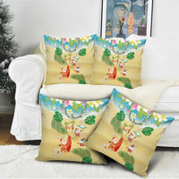 Hawaiian Mele Kalikimaka Pillow Cover Tropical Plumeria and Lei Funny Santa Beach - Polynesian Pride