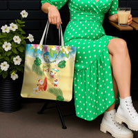 Hawaiian Mele Kalikimaka Tote Bag Tropical Plumeria and Lei Funny Santa Beach - Polynesian Pride