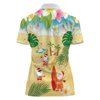 Hawaiian Mele Kalikimaka Women Polo Shirt Tropical Plumeria and Lei Funny Santa Beach - Polynesian Pride
