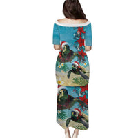 Hawaiian Mele Kalikimaka Puletasi Tropical Xmas Turtles Red Poinsettia Watercolor - Polynesian Pride