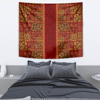 Hawaii Style Hibiscus and Tribal Element Fabric Patchwork Tapestry LT03 - Polynesian Pride