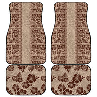 Hawaii Style Hibiscus and Tribal Element Fabric Patchwork Car Mats Beige Version LT03 Beige - Polynesian Pride