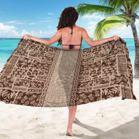 Hawaii Style Hibiscus and Tribal Element Fabric Patchwork Sarong Beige Version LT03 - Polynesian Pride