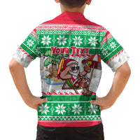 Custom Hawaii Mele Kalikimaka Family Matching Off Shoulder Long Sleeve Dress and Hawaiian Shirt Aloha Santa and Palm Tree Mix Kakau Pattern LT03 - Polynesian Pride