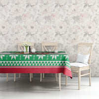Custom Hawaii Mele Kalikimaka Tablecloth Aloha Santa and Palm Tree Mix Kakau Pattern LT03 - Polynesian Pride