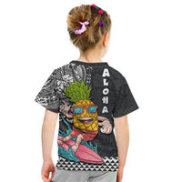 Hawaii Pineapple Surfing With Kakau Tribal Kid T Shirt LT03 - Polynesian Pride