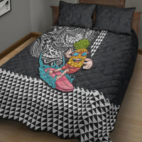 Hawaii Pineapple Surfing With Kakau Tribal Quilt Bed Set LT03 - Polynesian Pride