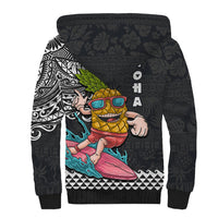 Hawaii Pineapple Surfing With Kakau Tribal Sherpa Hoodie LT03 - Polynesian Pride