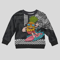 Hawaii Pineapple Surfing Kakau Tribal Personalised Kid Ugly Christmas Sweater LT03 Kid Brown - Polynesian Pride