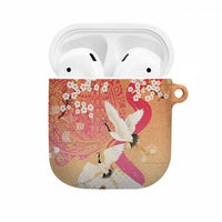 Hawaiian and Japanese Culture Together AirPods Case Kakau Art Tattoo with Cranes and Sakura Spring Vibe LT03 Multicolor - Polynesian Pride