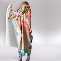 Hawaiian and Japanese Culture Together Hooded Blanket Kakau Art Tattoo with Cranes and Sakura Spring Vibe LT03 - Polynesian Pride