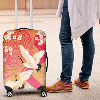 Hawaiian and Japanese Culture Together Luggage Cover Kakau Art Tattoo with Cranes and Sakura Spring Vibe LT03 Multicolor - Polynesian Pride