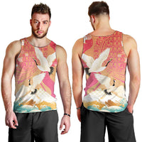 Hawaiian and Japanese Culture Together Men Tank Top Kakau Art Tattoo with Cranes and Sakura Spring Vibe LT03 - Polynesian Pride