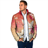 Hawaiian and Japanese Culture Together Padded Jacket Kakau Art Tattoo with Cranes and Sakura Spring Vibe LT03 - Polynesian Pride