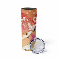 Hawaiian and Japanese Culture Together Skinny Tumbler Kakau Art Tattoo with Cranes and Sakura Spring Vibe LT03 - Polynesian Pride